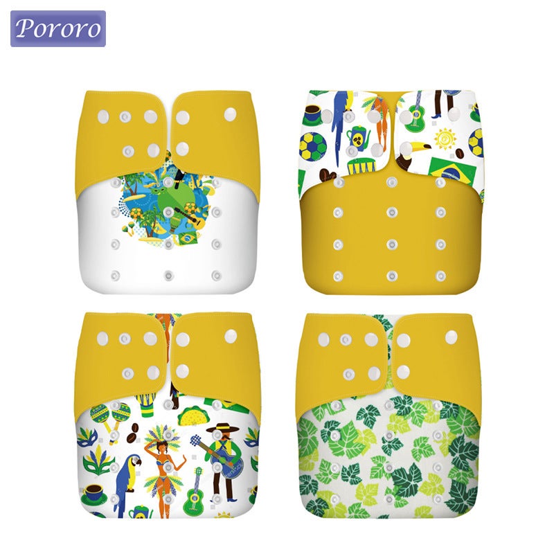 1-3 Years Old Double-Breasted Ear Printing For Boys And Girls Washable Diaper Baby Diaper Toilet Training Pants - Image 3